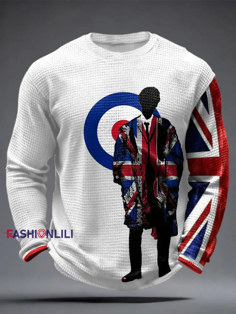 Men’s UK Mods Music Lover Printed Waffle Tops White / S