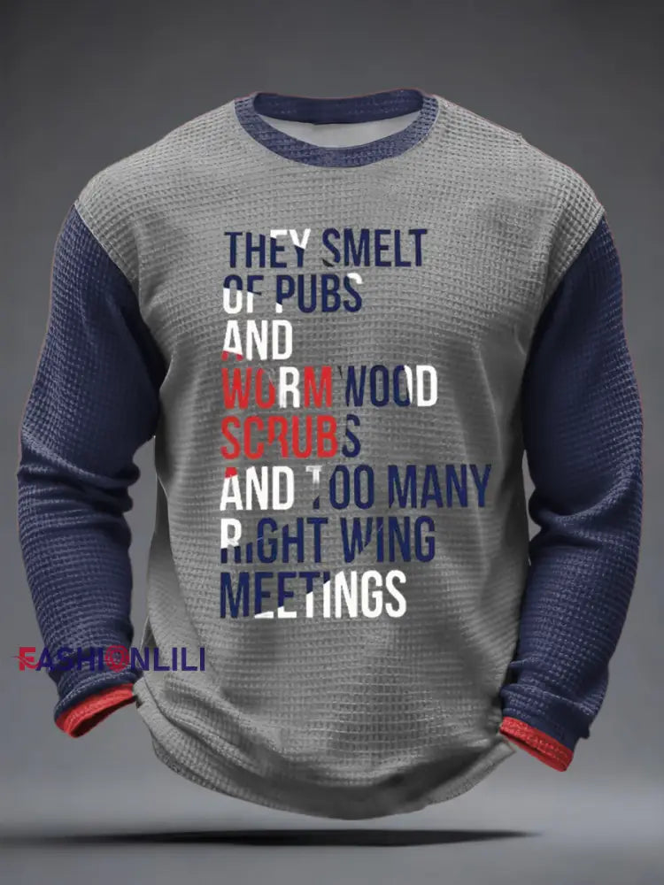 Men’s UK Mods Music Lover Waffle Long Sleeve T-Shirt Gray / S