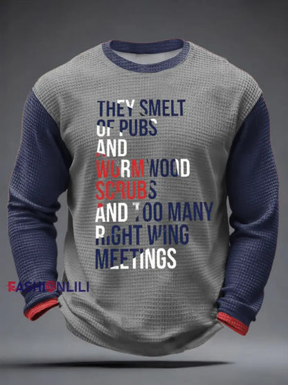 Men’s UK Mods Music Lover Waffle Long Sleeve T-Shirt Gray / S