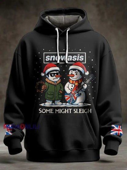 Men’s UK Music Lover Funny Christmas Printed Hoodie Black / S