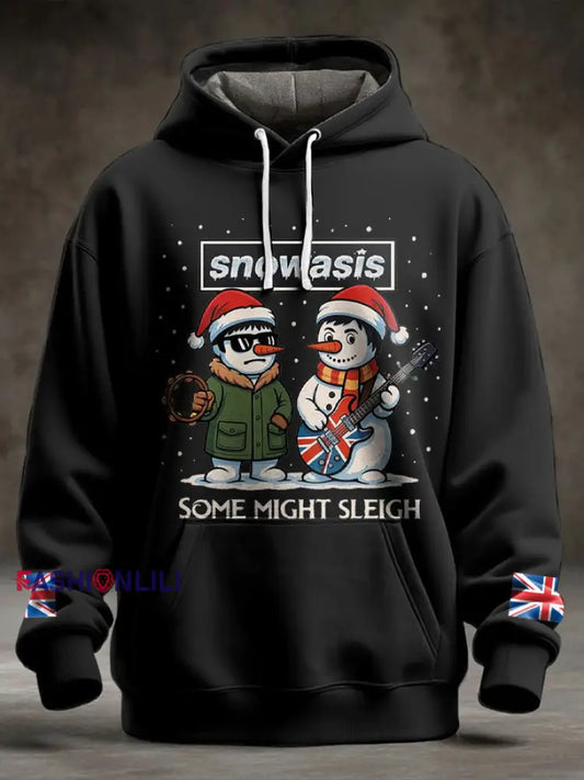 Men’s UK Music Lover Funny Christmas Printed Hoodie Black / S