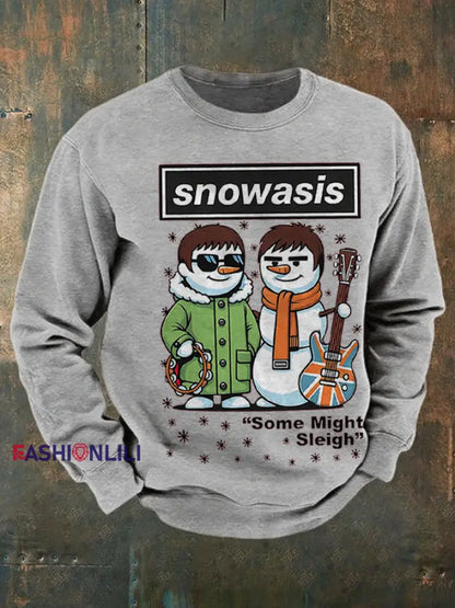 Men’s UK Music Lover Funny Christmas Printed Sweatshirt Light Gray / S