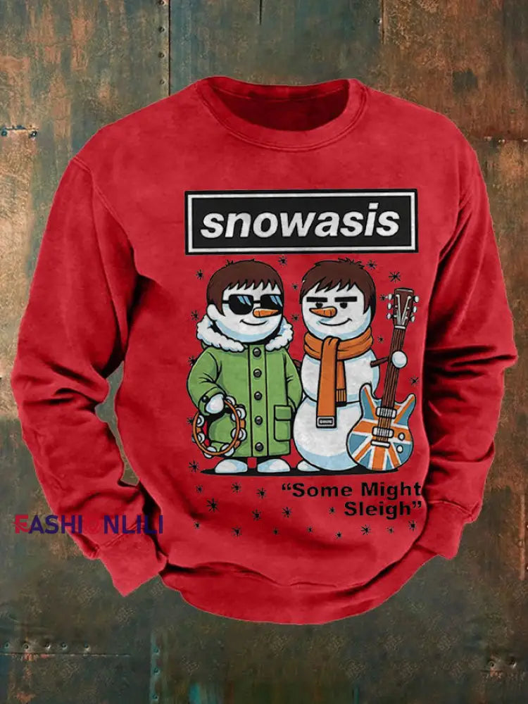 Men’s UK Music Lover Funny Christmas Printed Sweatshirt Red / S