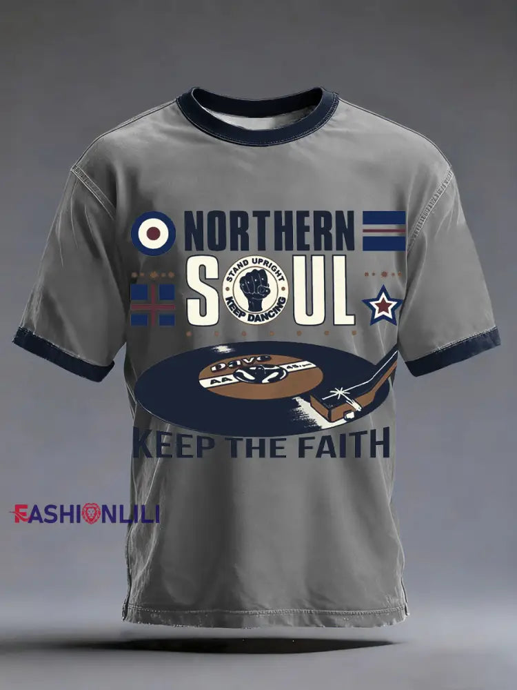 Men’s UK Music Northern Soul Lover short sleeves t-shirt Gray / S
