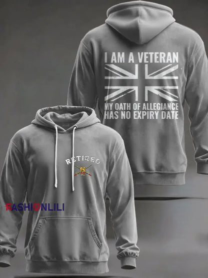 Men’s UK Retired Veteran Printed Hoodie Light Gray / S