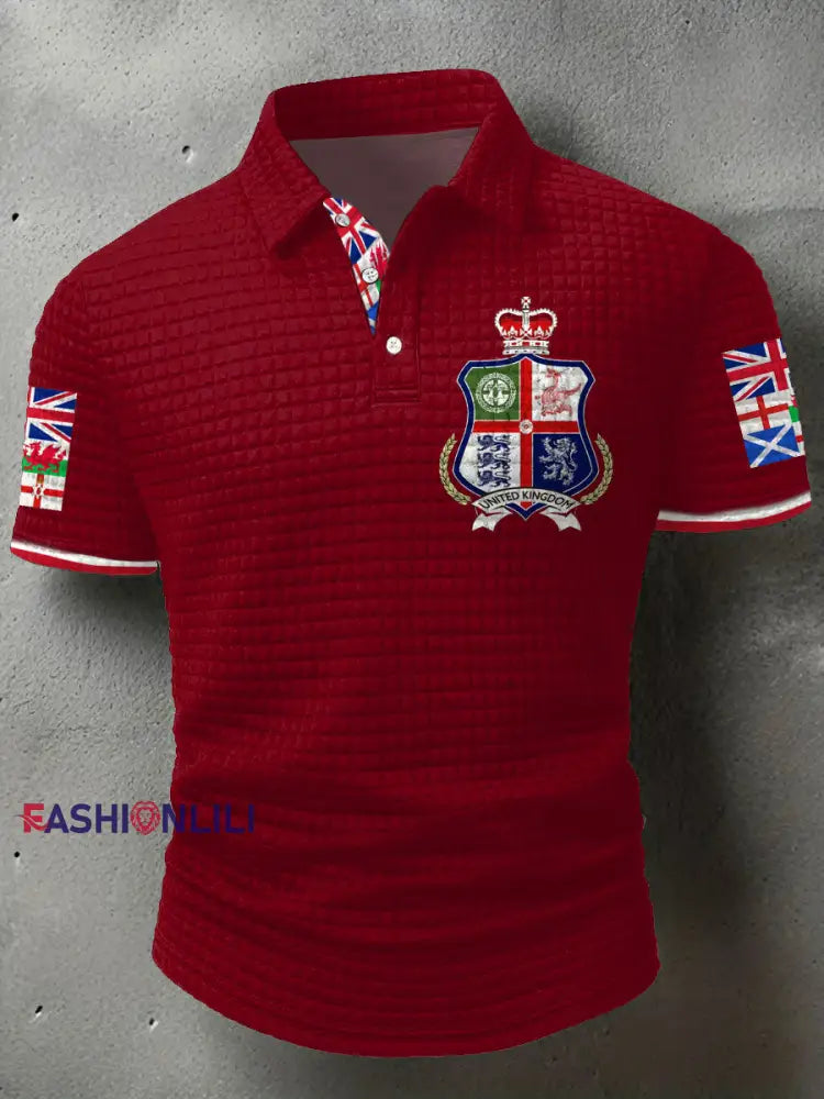 Men’s UK Scotland England Northern Ireland Wales Flag Art Printed Casual Tops Red / S
