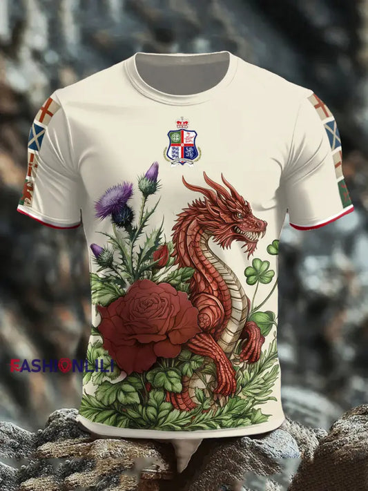 Men’s UK Scotland England Northern Ireland Wales Flag Art Printed T shirt Apricot / S