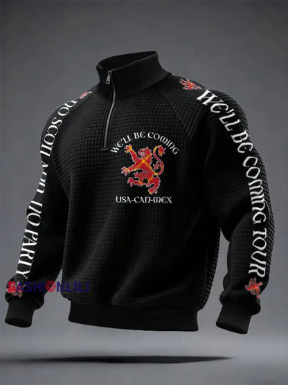 Men’s UK Scotland Football Lover We’ll Be Coming 2026 Printed Sweatshirt Black / S