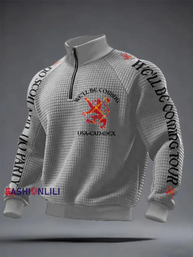 Men’s UK Scotland Football Lover We’ll Be Coming 2026 Printed Sweatshirt Light Gray / S