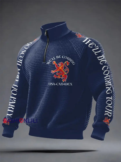 Men’s UK Scotland Football Lover We’ll Be Coming 2026 Printed Sweatshirt Navy Blue / S