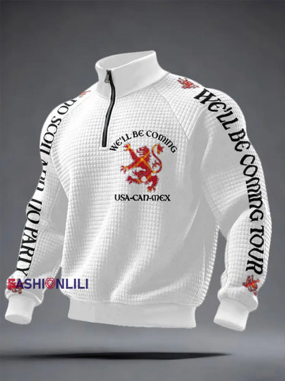 Men’s UK Scotland Football Lover We’ll Be Coming 2026 Printed Sweatshirt White / S