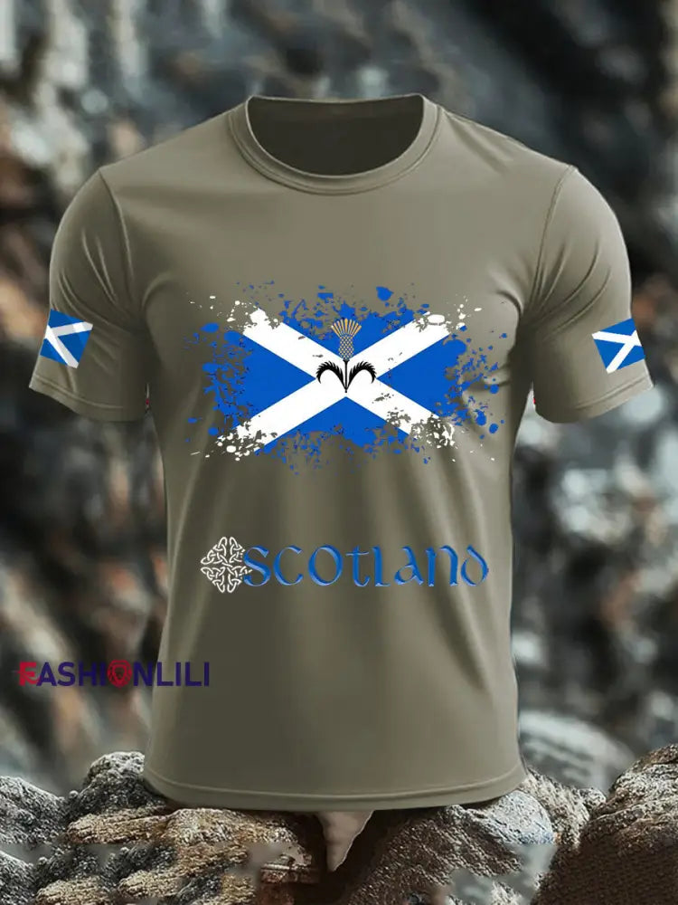 Men’s UK Scotland imitation cotton short-sleeved T-shirt Army Green / S