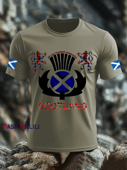 Men’s UK Scotland imitation cotton short-sleeved T-shirt Army Green / S