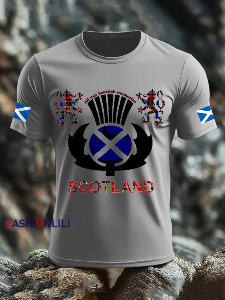 Men’s UK Scotland imitation cotton short-sleeved T-shirt Light Gray / S