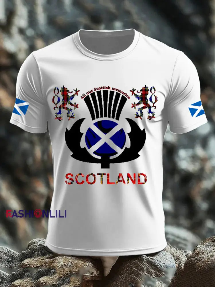 Men’s UK Scotland imitation cotton short-sleeved T-shirt White / S