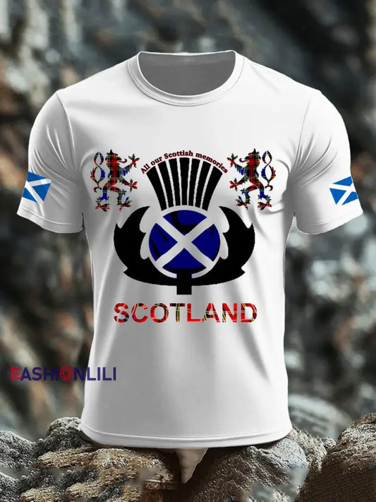 Men’s UK Scotland imitation cotton short-sleeved T-shirt White / S