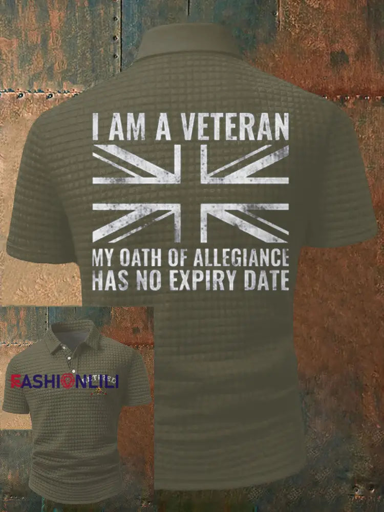 Men’s UK veteran My Oath of Allrgience Has No Expiry Date Printed Casual Tops Army Green / S