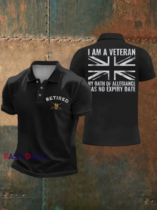 Men’s UK veteran My Oath of Allrgience Has No Expiry Date Printed Casual Tops Black / S