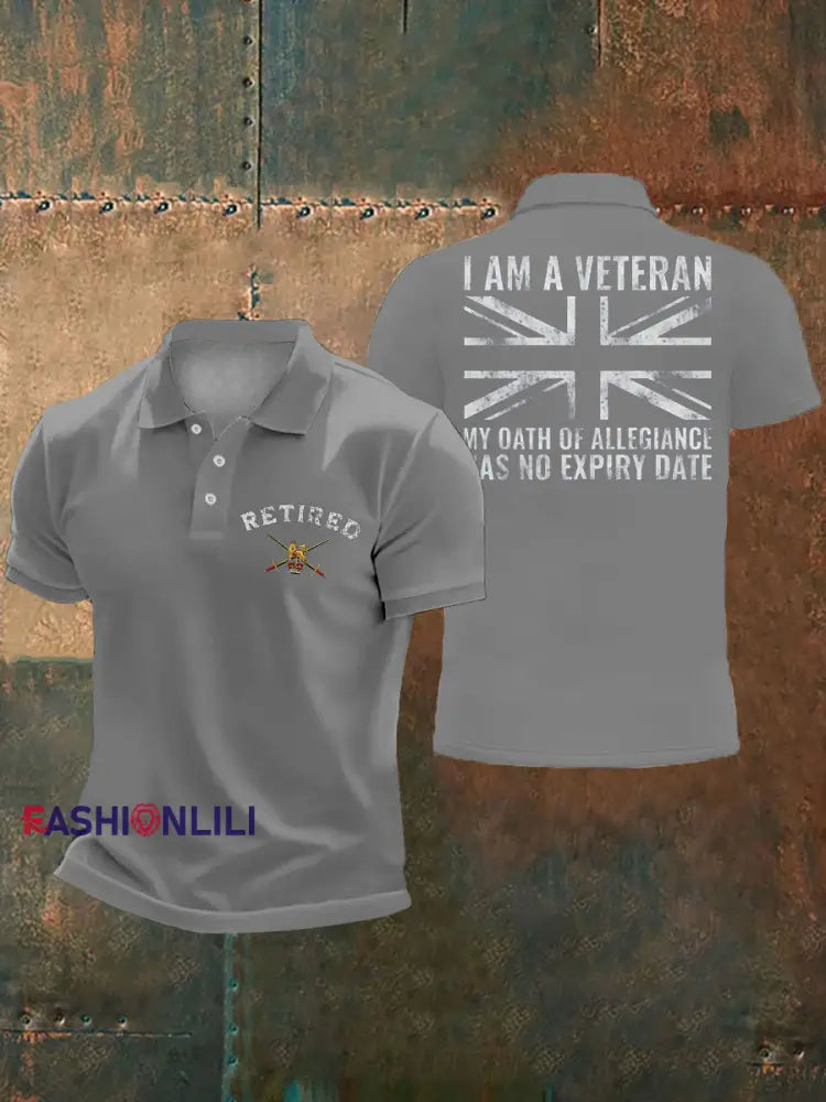 Men’s UK veteran My Oath of Allrgience Has No Expiry Date Printed Casual Tops Light Gray / S