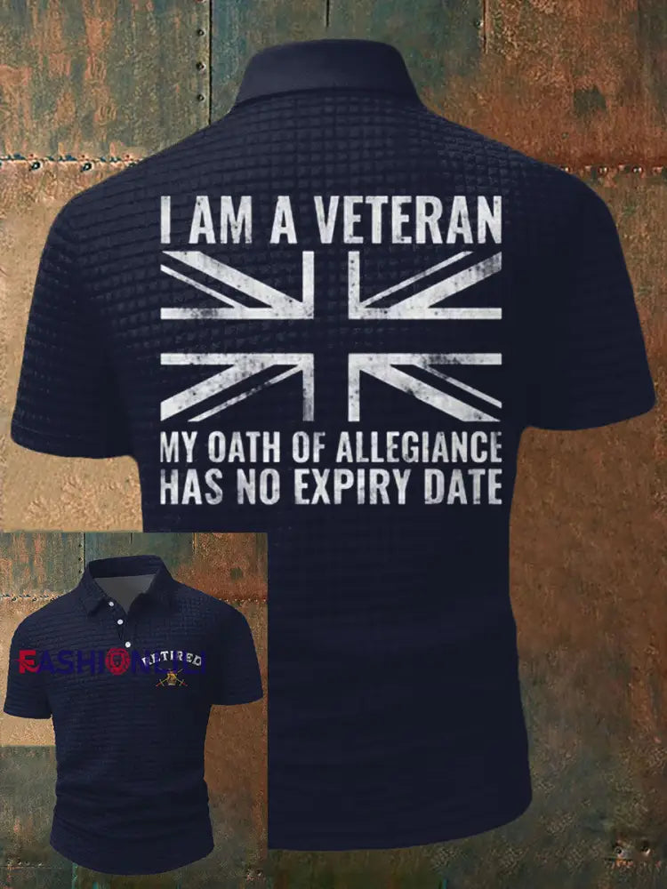 Men’s UK veteran My Oath of Allrgience Has No Expiry Date Printed Casual Tops Navy Blue / S