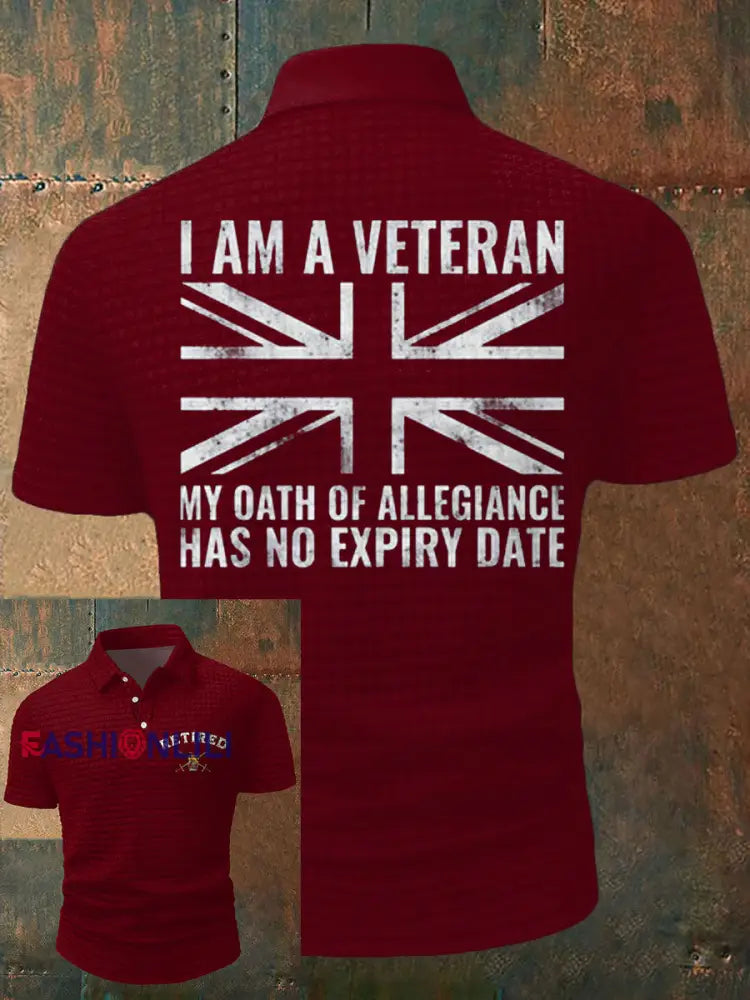 Men’s UK veteran My Oath of Allrgience Has No Expiry Date Printed Casual Tops Red / S
