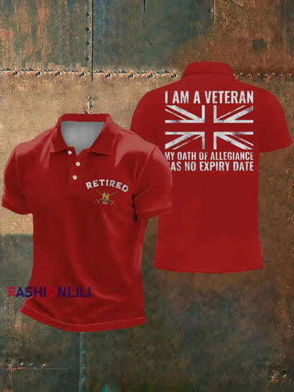 Men’s UK veteran My Oath of Allrgience Has No Expiry Date Printed Casual Tops Red / S