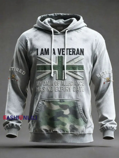 Men’s UK Veteran Printed Hoodie Gray / S
