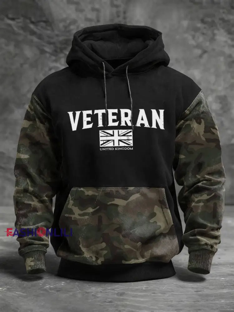 Men’s Uk Veteran Standard Fit Hoodie Black / S
