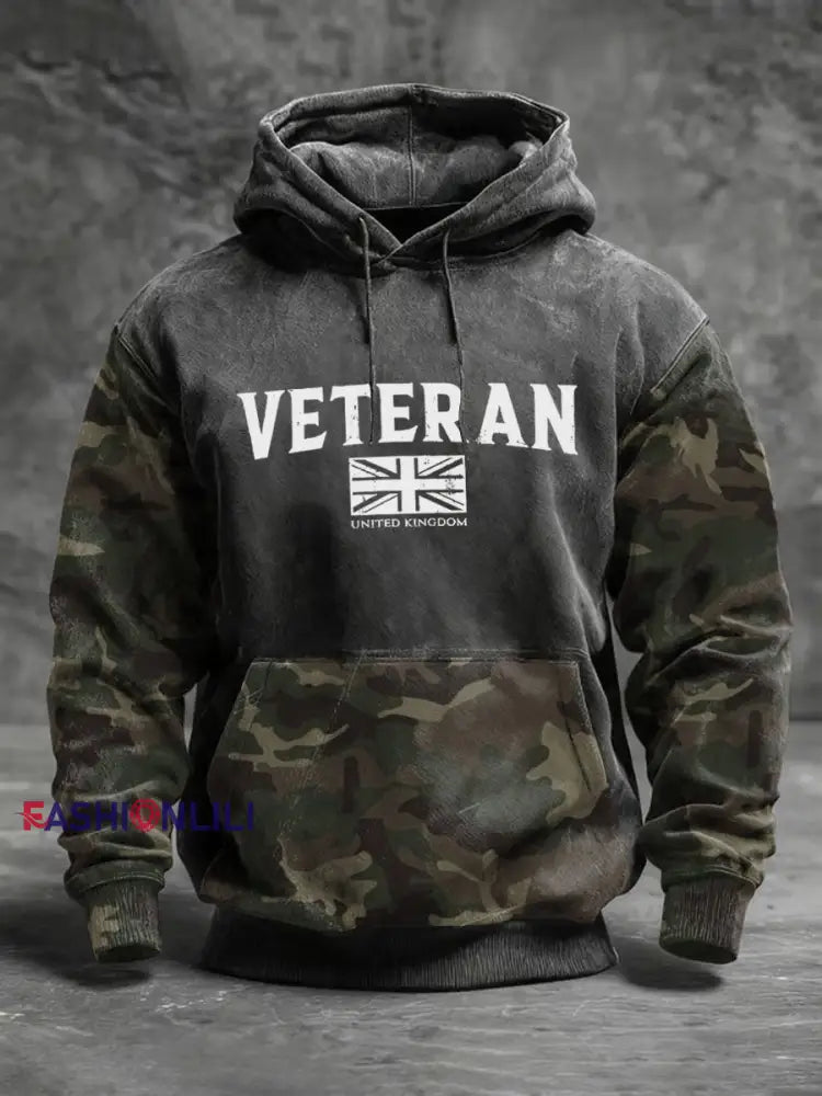 Men’s Uk Veteran Standard Fit Hoodie Dark Gray / S