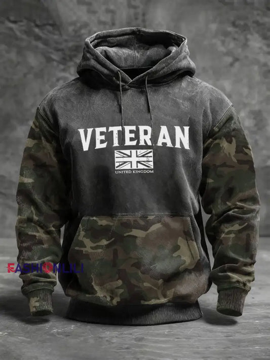 Men’s Uk Veteran Standard Fit Hoodie Dark Gray / S