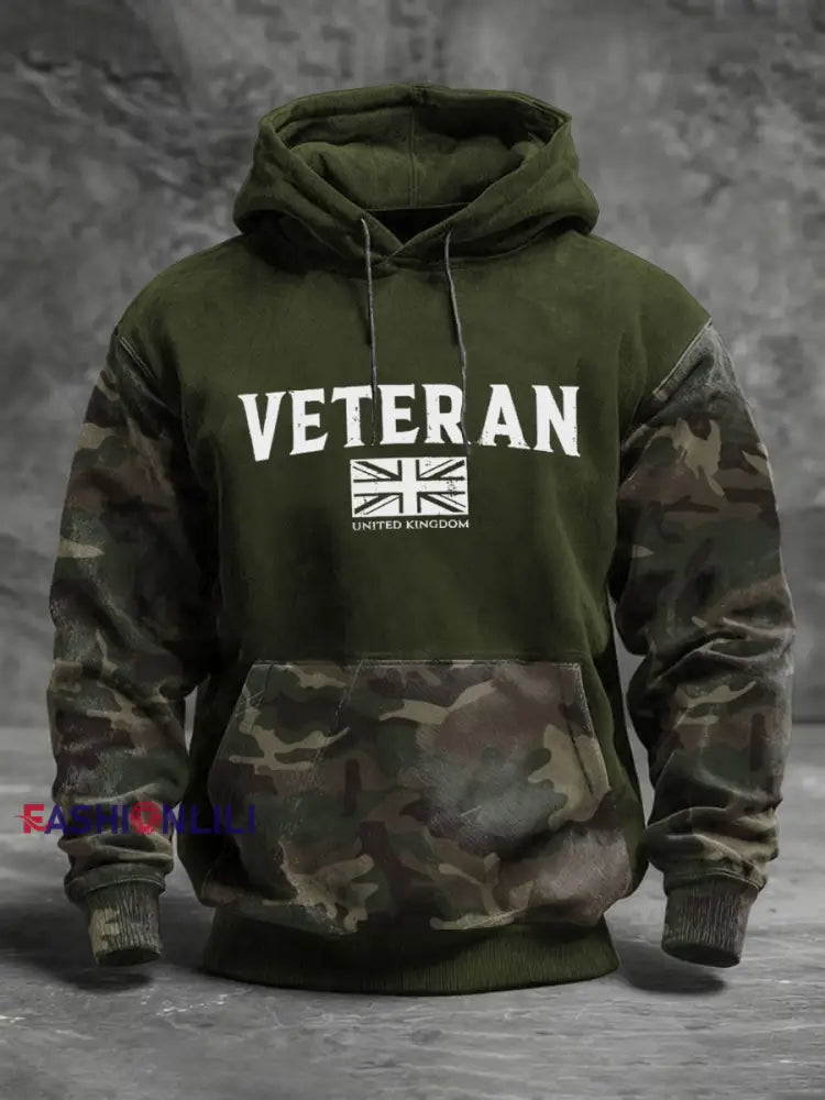 Men’s Uk Veteran Standard Fit Hoodie Green / S