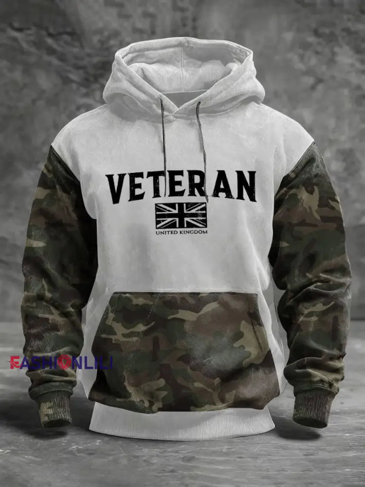 Men’s Uk Veteran Standard Fit Hoodie White / S