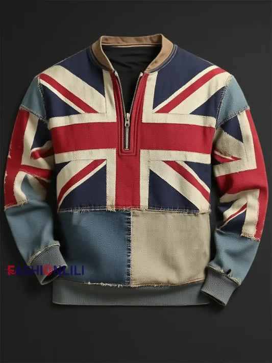 Men’s Union Jack and patchwork printed Sweatshirt As picture / S