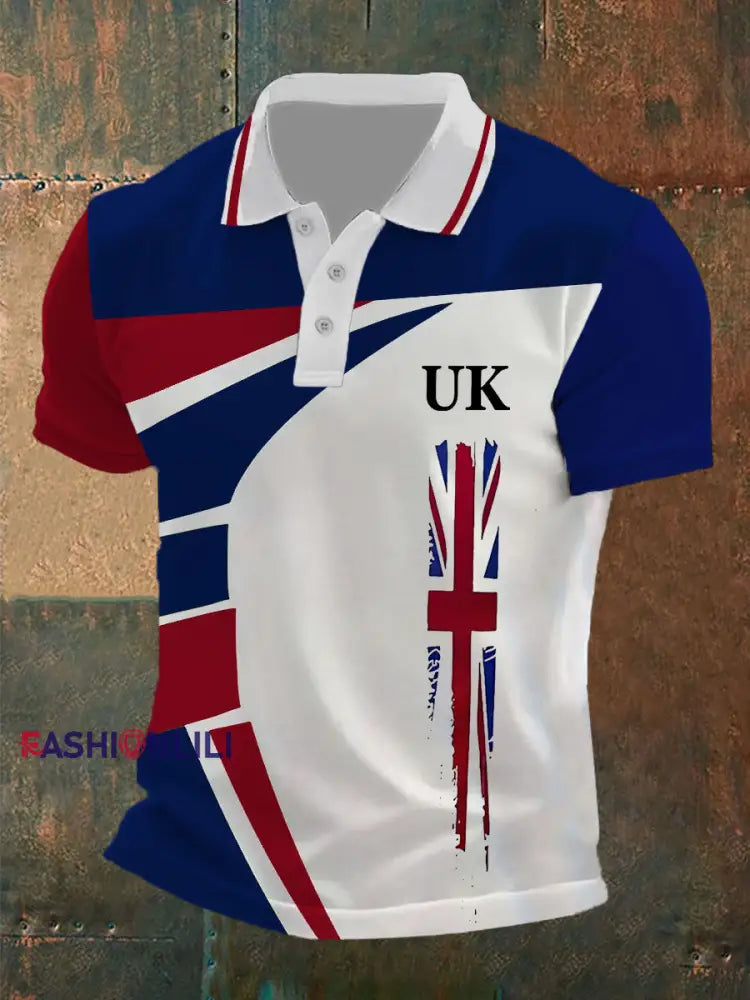 Men’s Union Jack Casual Polo Shirt As picture / S