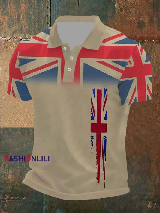Men’s Union Jack Casual Polo Shirt As picture / S