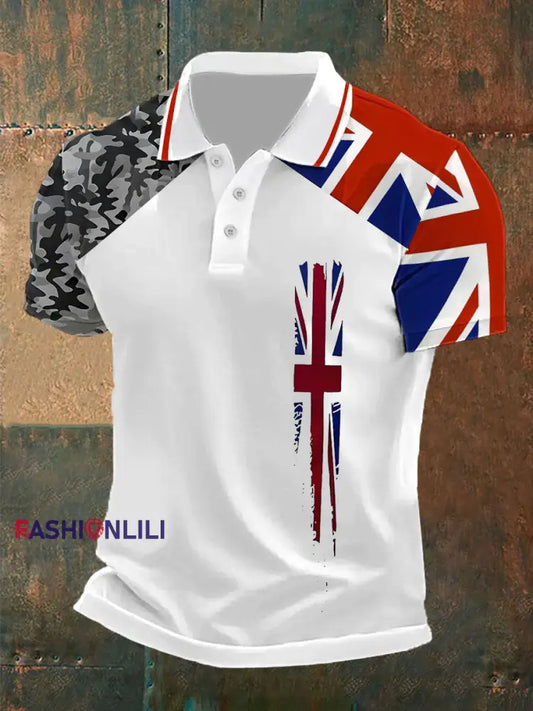 Men’s Union Jack Casual Polo Shirt White / S