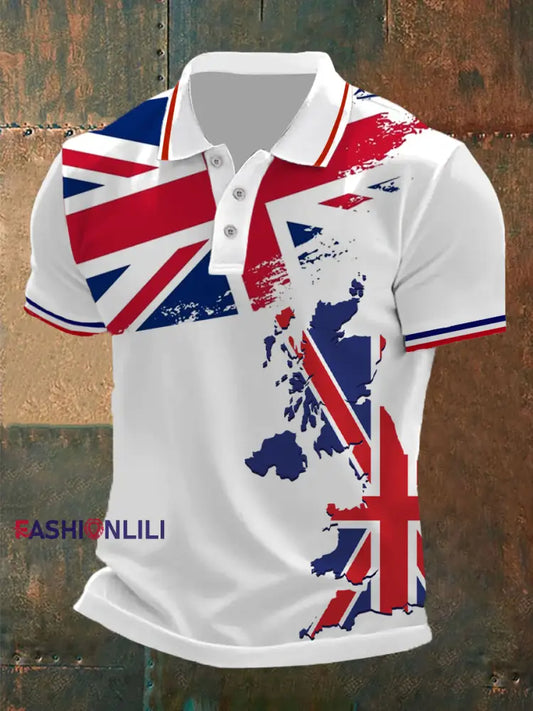 Men’s Union Jack Casual Polo Shirt White / S