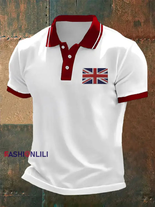 Men’s Union Jack Casual Polo Shirt White / S