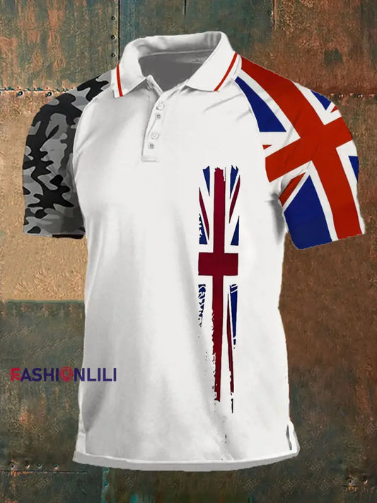Men’s Union Jack Casual Polo Shirt White / S
