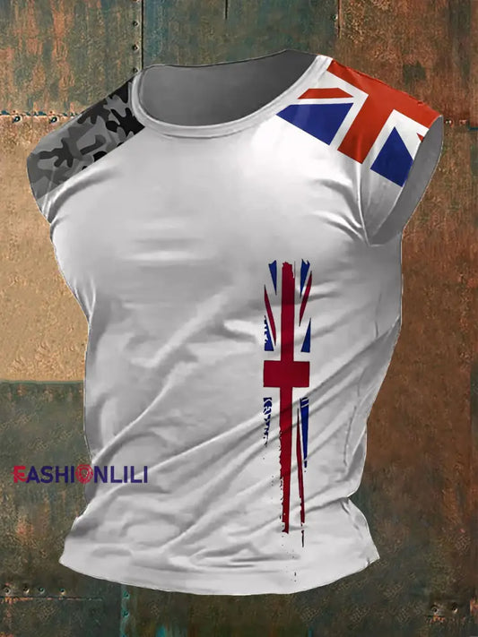 Men’s Union Jack Casual Polo Tank White / S