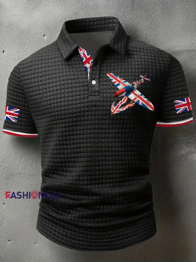 Men’s Union Jack Fighter Short Sleeve Shirt Black / S
