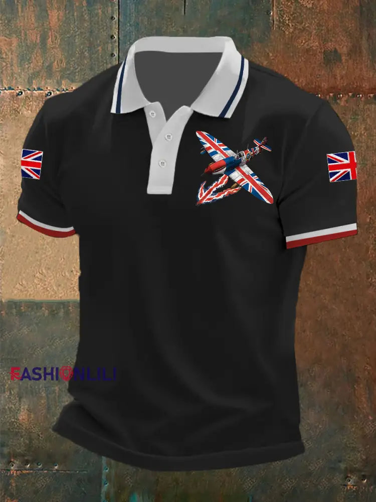 Men’s Union Jack Fighter Short Sleeve Shirt Black / S