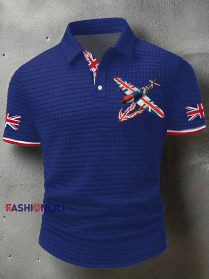 Men’s Union Jack Fighter Short Sleeve Shirt Royal Blue / S