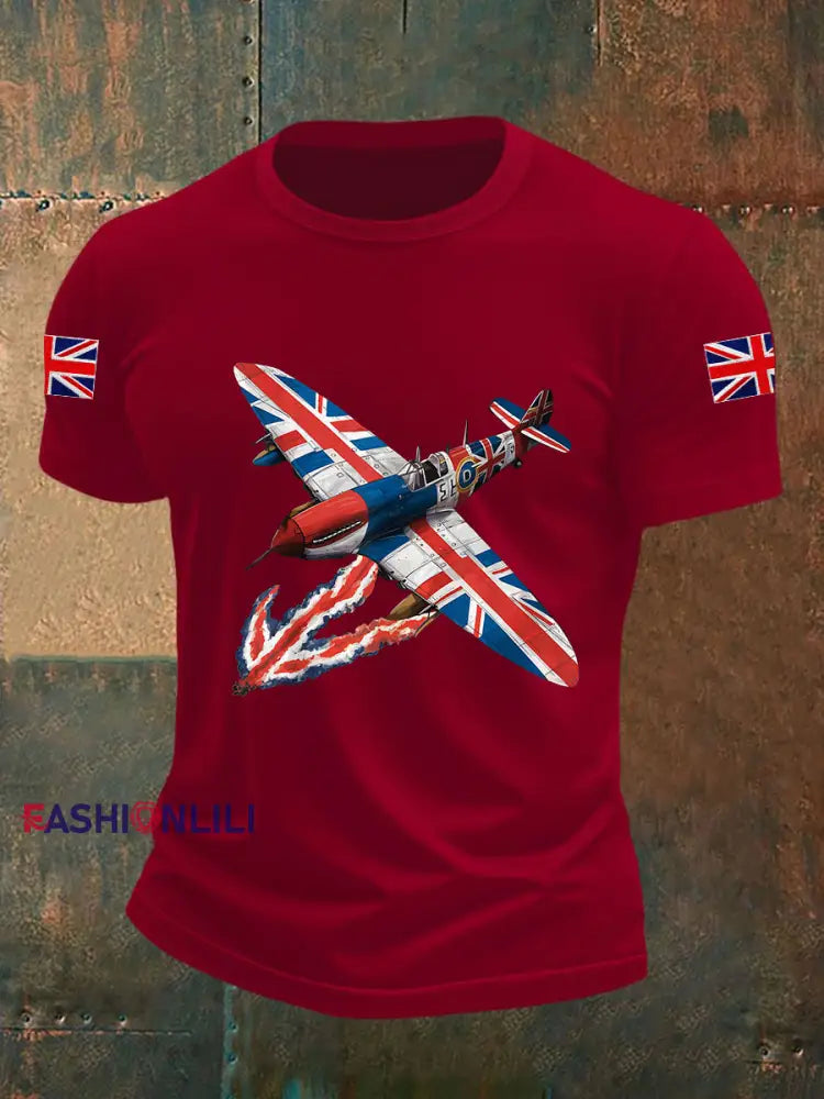 Men’s Union Jack Fighter Short-sleeved T-shirt Deep Red / S