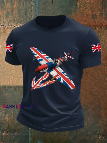 Men’s Union Jack Fighter Short-sleeved T-shirt Navy Blue / S