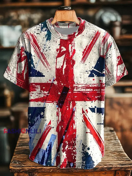 Men’s Union Jack Print Casual T-Shirt As picture / S