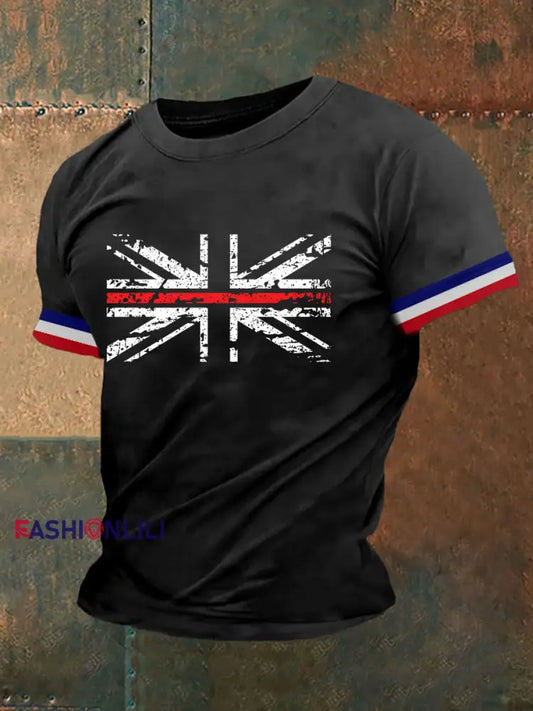 Men’s Union Jack Print Casual T-shirt Black / S