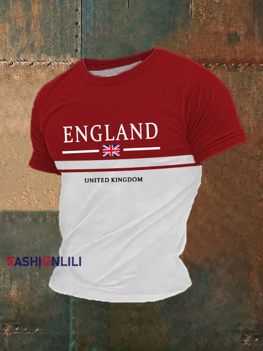 Men’s Union Jack Print Casual T-Shirt Red / S