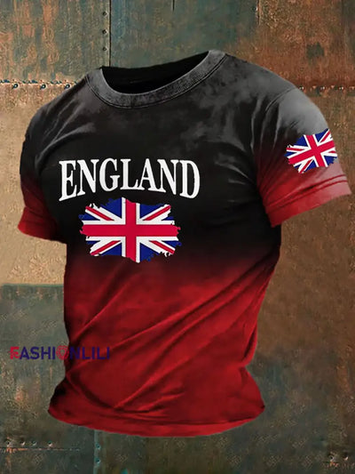 Men’s Union Jack Print Casual T-Shirt Red / S