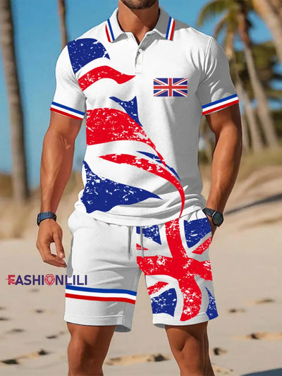 Men’s Union Jack Print Resort Suit White / S
